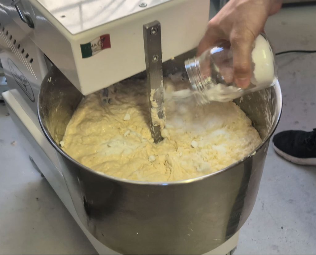 Sourdough Spiral Mixer Adding Salt