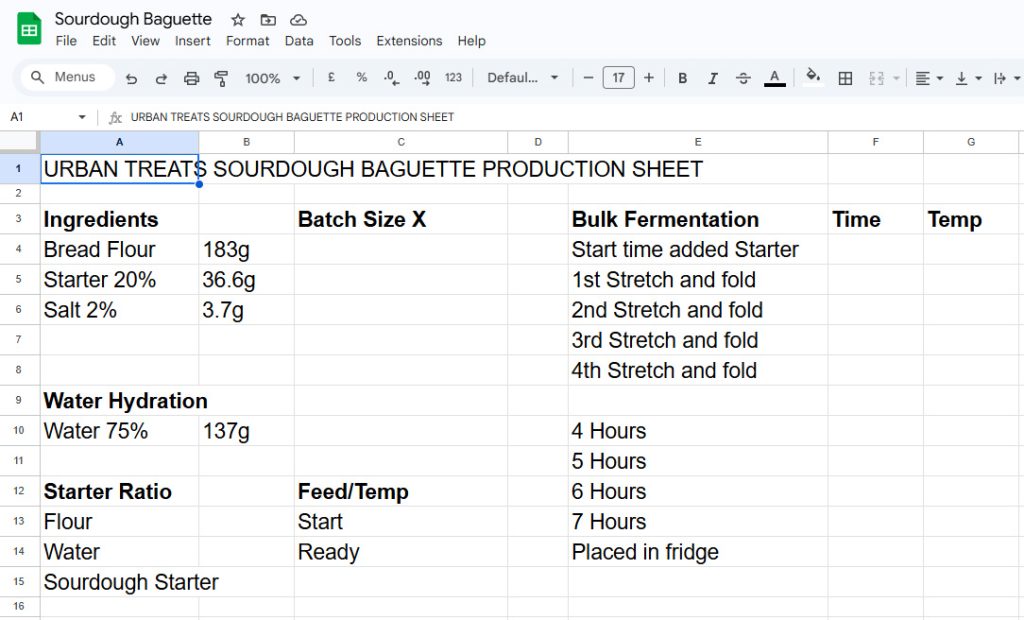 Beginner-Friendly Sourdough Baguettes (Step-by-Step Recipe) 12 Urban Treats Sourdough Baguette Production Sheet